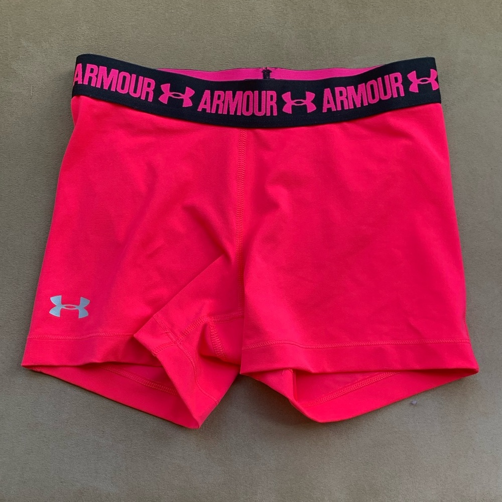 Hot pink Under Armor compression shorts- WORN ONCE